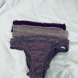 Nine West Lace Bikini Briefs Trio in Plum, Mauve, Taupe